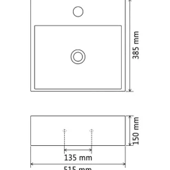vidaXL Lavabo con orificio para grifo cerámica 51,5x38,5x15 cm Blanco Outlet