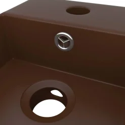 vidaXL Lavabo con rebosadero cerámica marrón oscuro Marrón oscuro Clearance