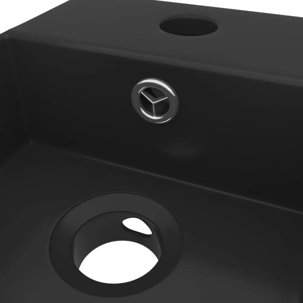 vidaXL Fontanería-Lavabo con rebosadero cerámica mate
