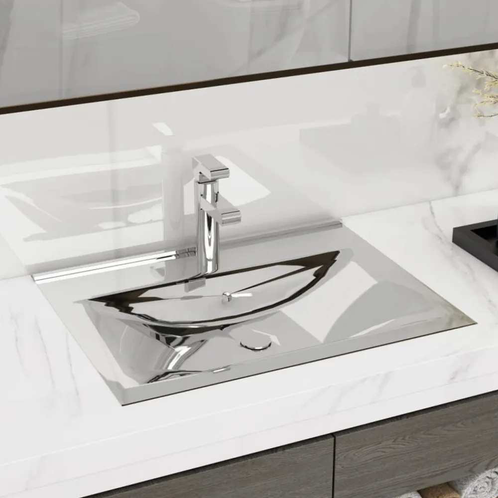 vidaXL Fontanería-Lavabo con rebosadero cerámica 60x46x16 cm