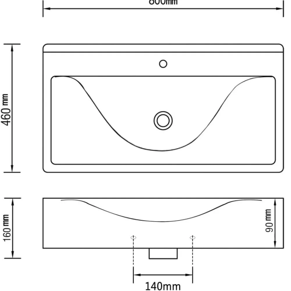 vidaXL Fontanería-Lavabo con rebosadero cerámica 60x46x16 cm