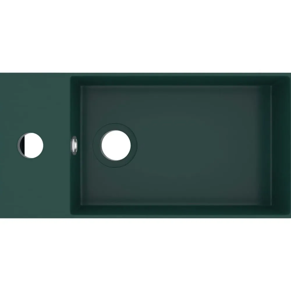vidaXL Lavabo con rebosadero cerámica Verde oscuro Clearance