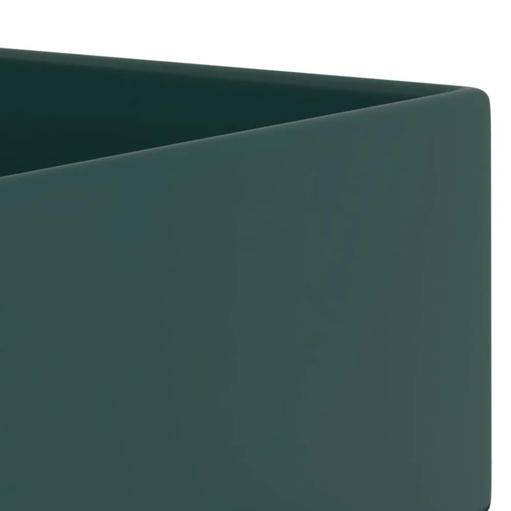 vidaXL Lavabo con rebosadero cerámica Verde oscuro Clearance