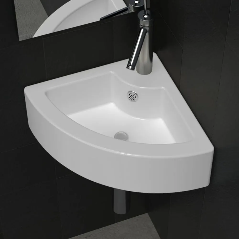 vidaXL Lavabo con rebosadero 45x32x12,5 cm Blanco Hot