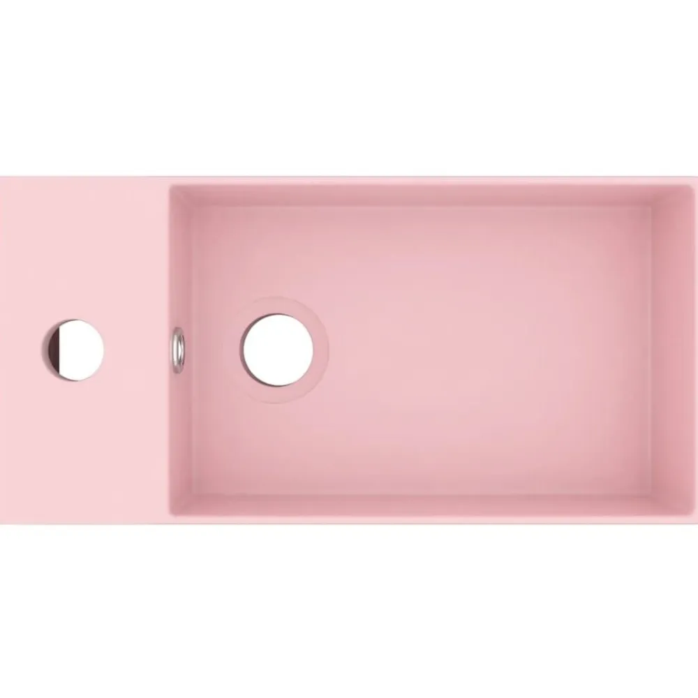 vidaXL Lavabo con rebosadero cerámica mate Rosa New