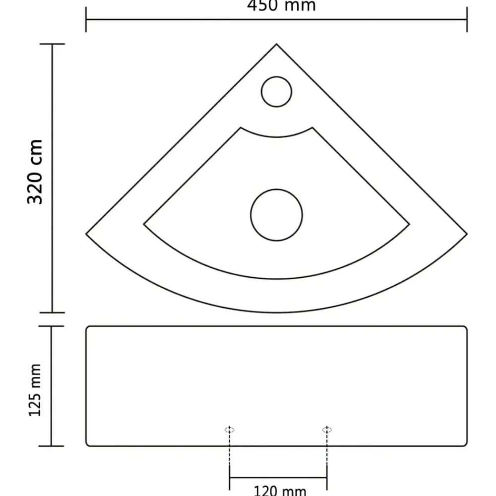 vidaXL Fontanería-Lavabo con rebosadero 45x32x12,5 cm