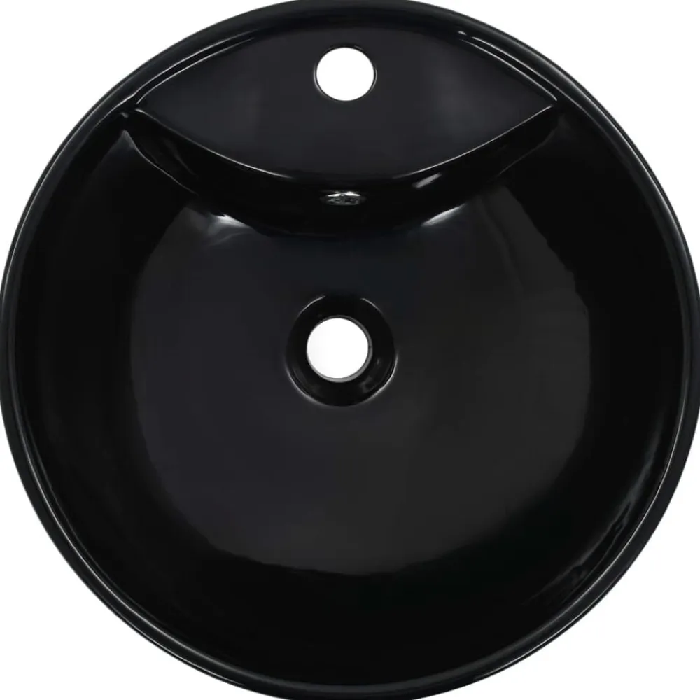 vidaXL Lavabo con rebosadero 46,5x18 cm cerámica Negro Discount