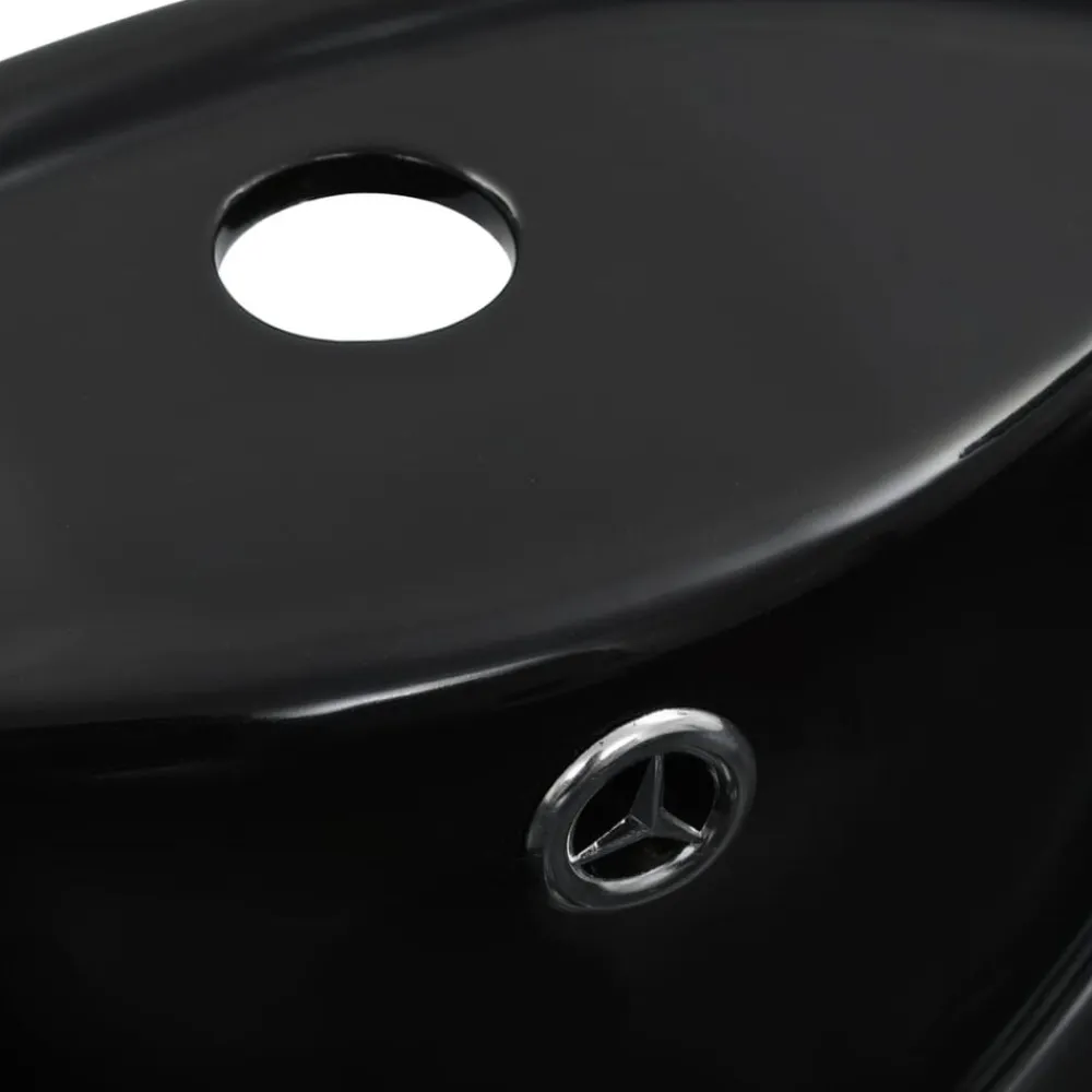 vidaXL Lavabo con rebosadero 46,5x18 cm cerámica Negro Discount