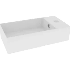 vidaXL Lavabo con rebosadero cerámica Blanco mate New