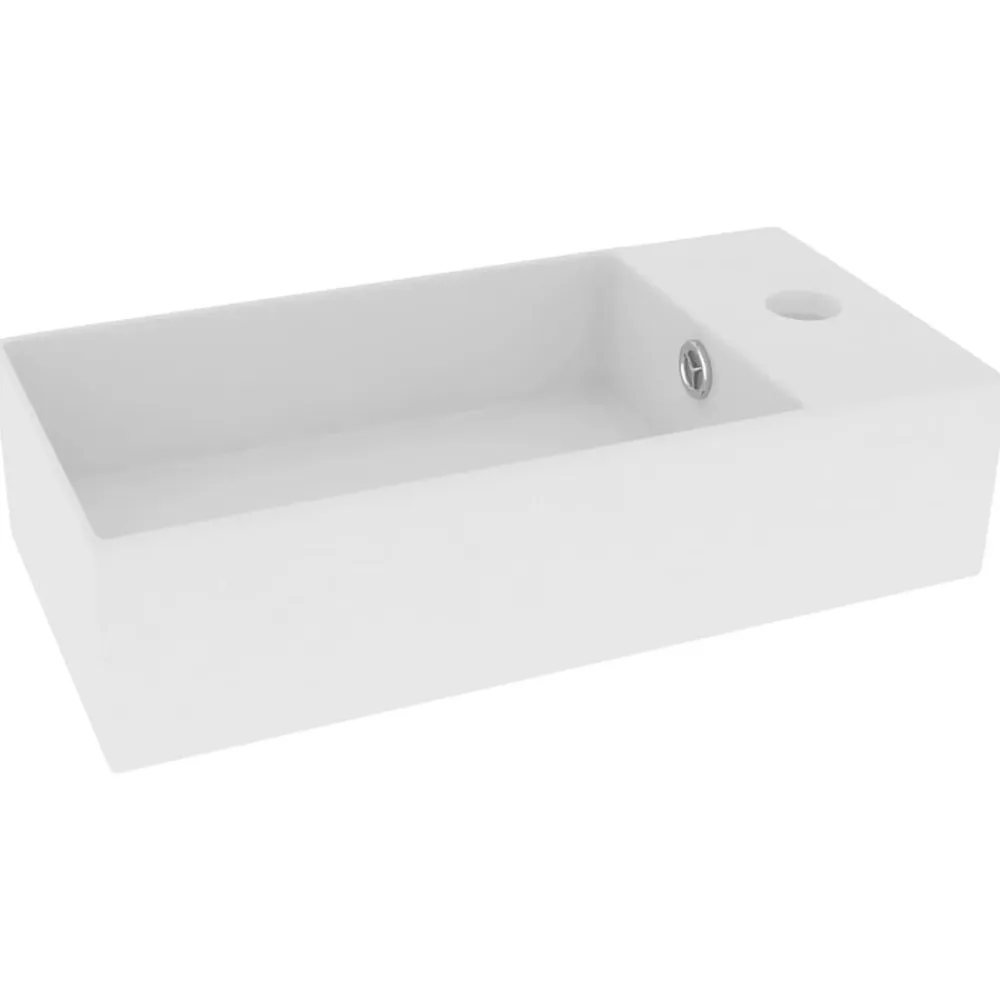 vidaXL Lavabo con rebosadero cerámica Blanco mate New