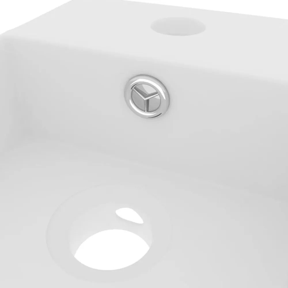 vidaXL Lavabo con rebosadero cerámica Blanco mate New