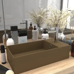 vidaXL Fontanería-Lavabo con rebosadero cerámica mate