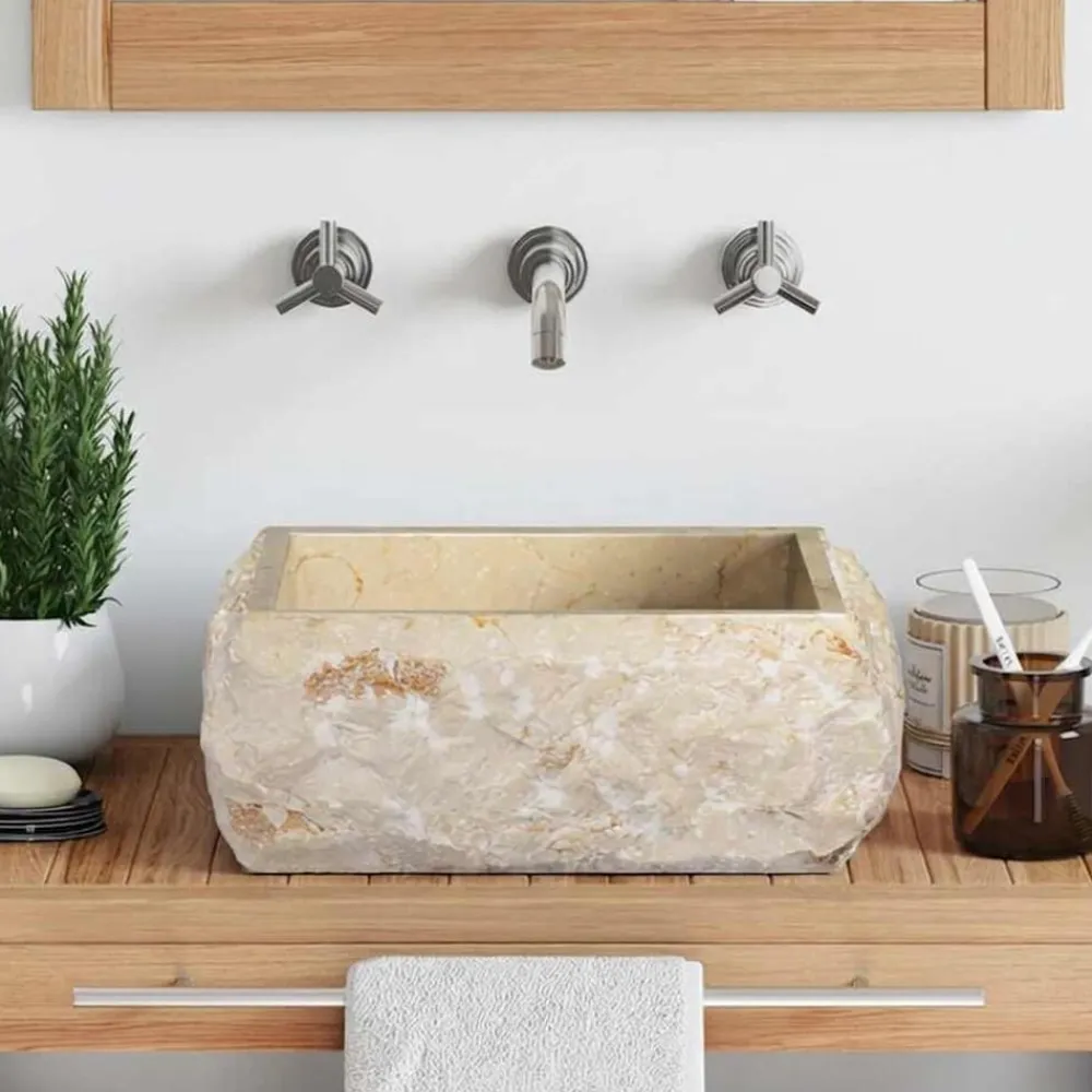 vidaXL Lavabo mármol 30x30x13 cm Crema Best