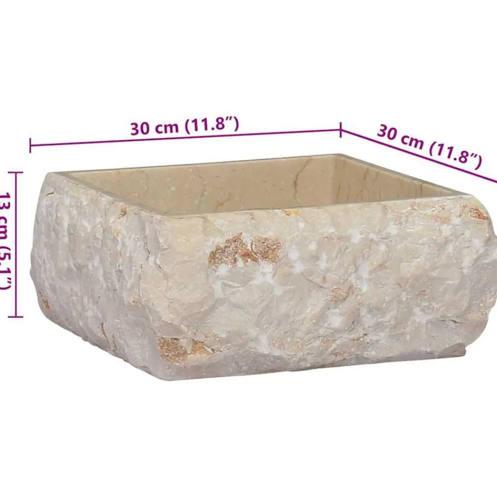 vidaXL Lavabo mármol 30x30x13 cm Crema Best
