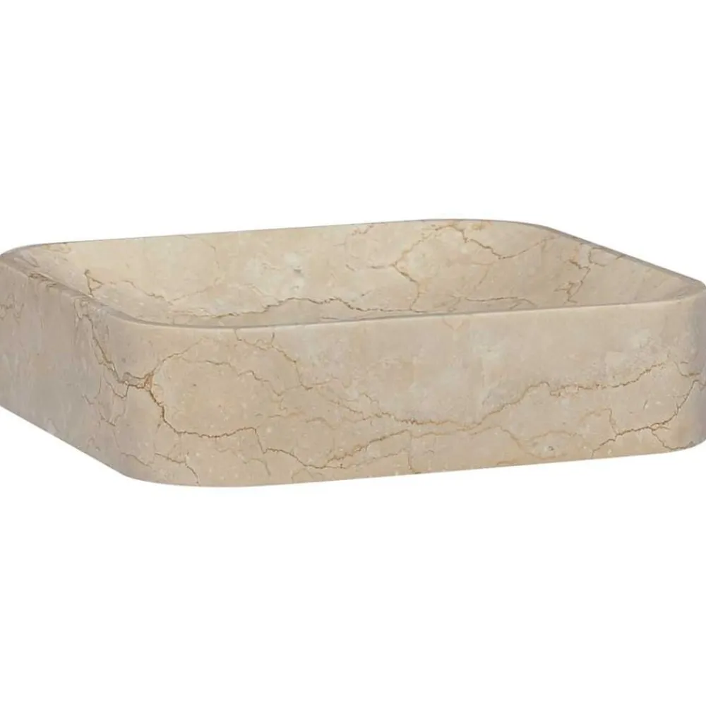vidaXL Lavabo mármol 40x40x10 cm Crema Clearance