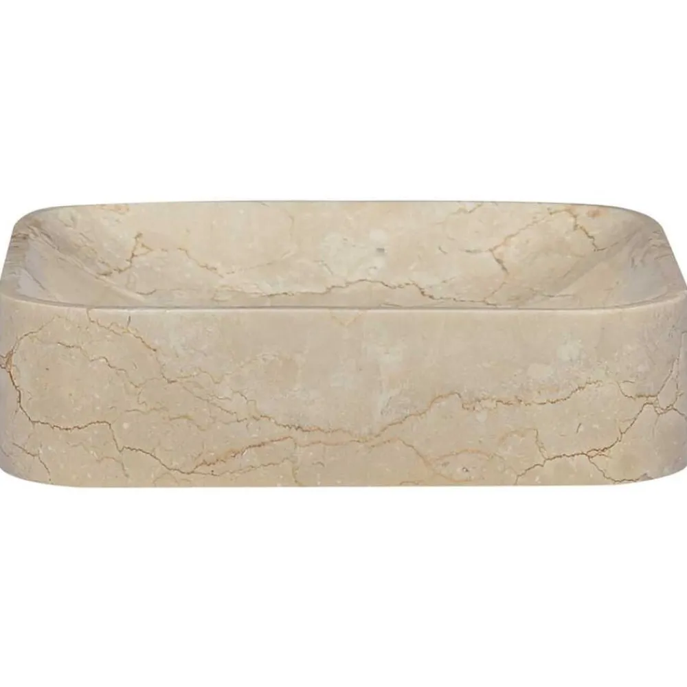 vidaXL Lavabo mármol 40x40x10 cm Crema Clearance
