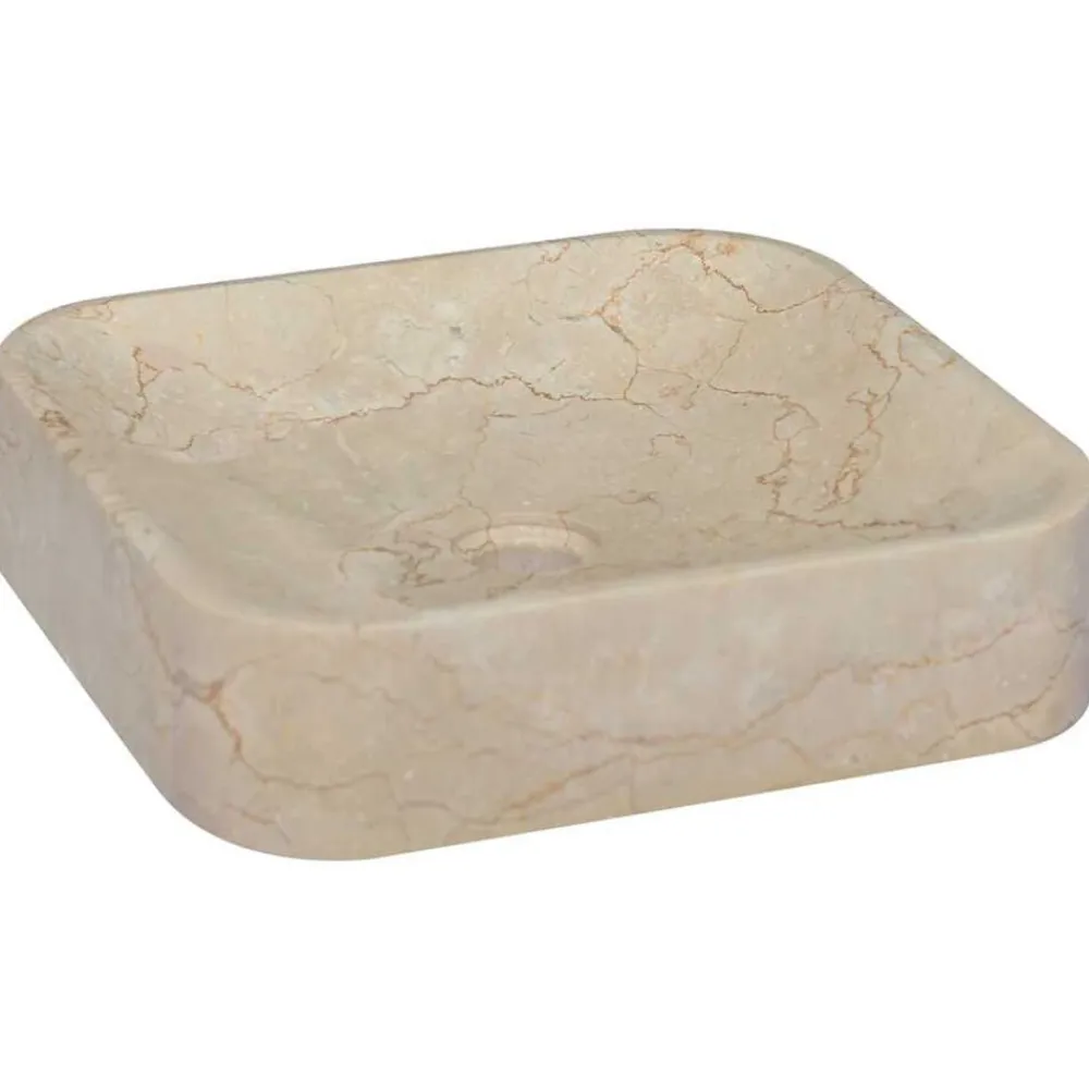 vidaXL Lavabo mármol 40x40x10 cm Crema Clearance