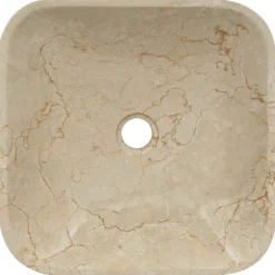 vidaXL Lavabo mármol 40x40x10 cm Crema Clearance