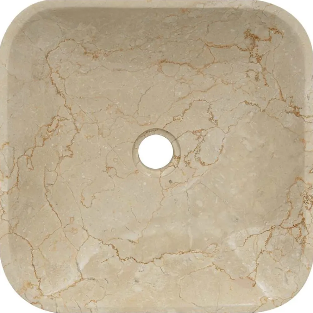 vidaXL Lavabo mármol 40x40x10 cm Crema Clearance