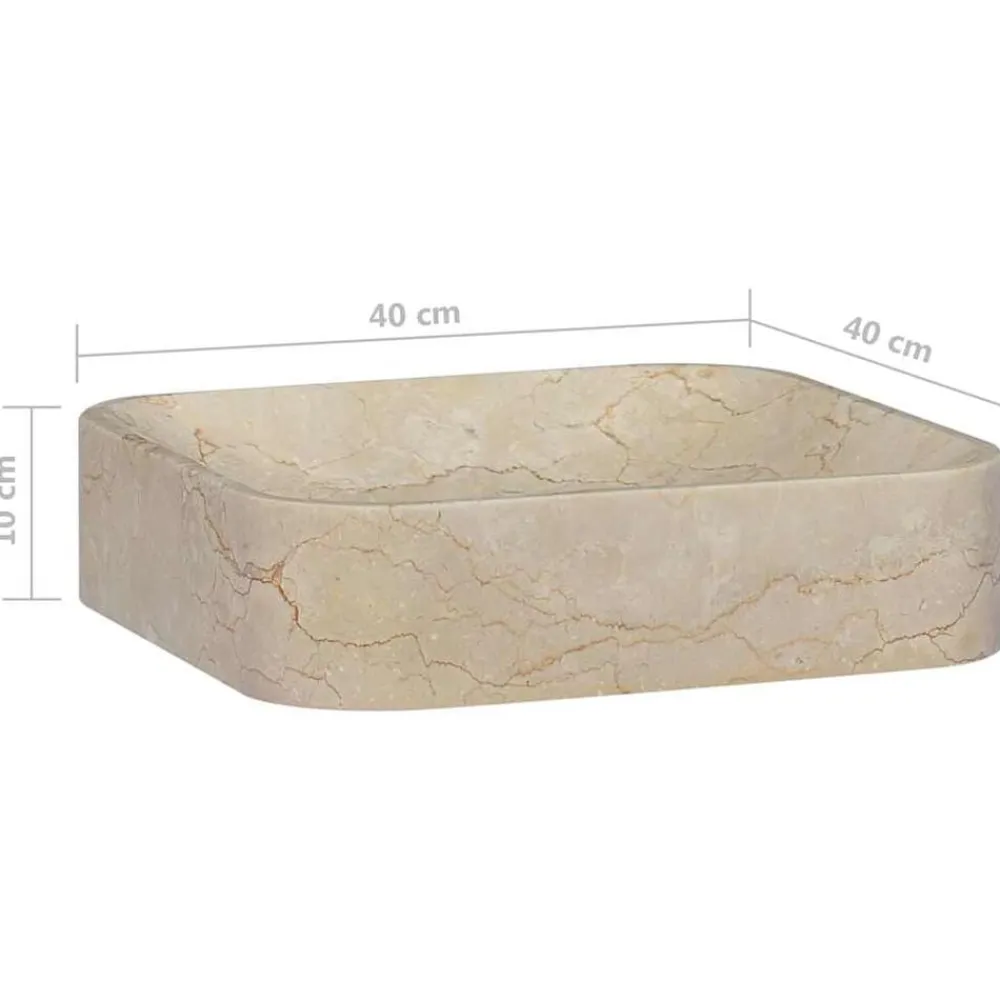 vidaXL Lavabo mármol 40x40x10 cm Crema Clearance