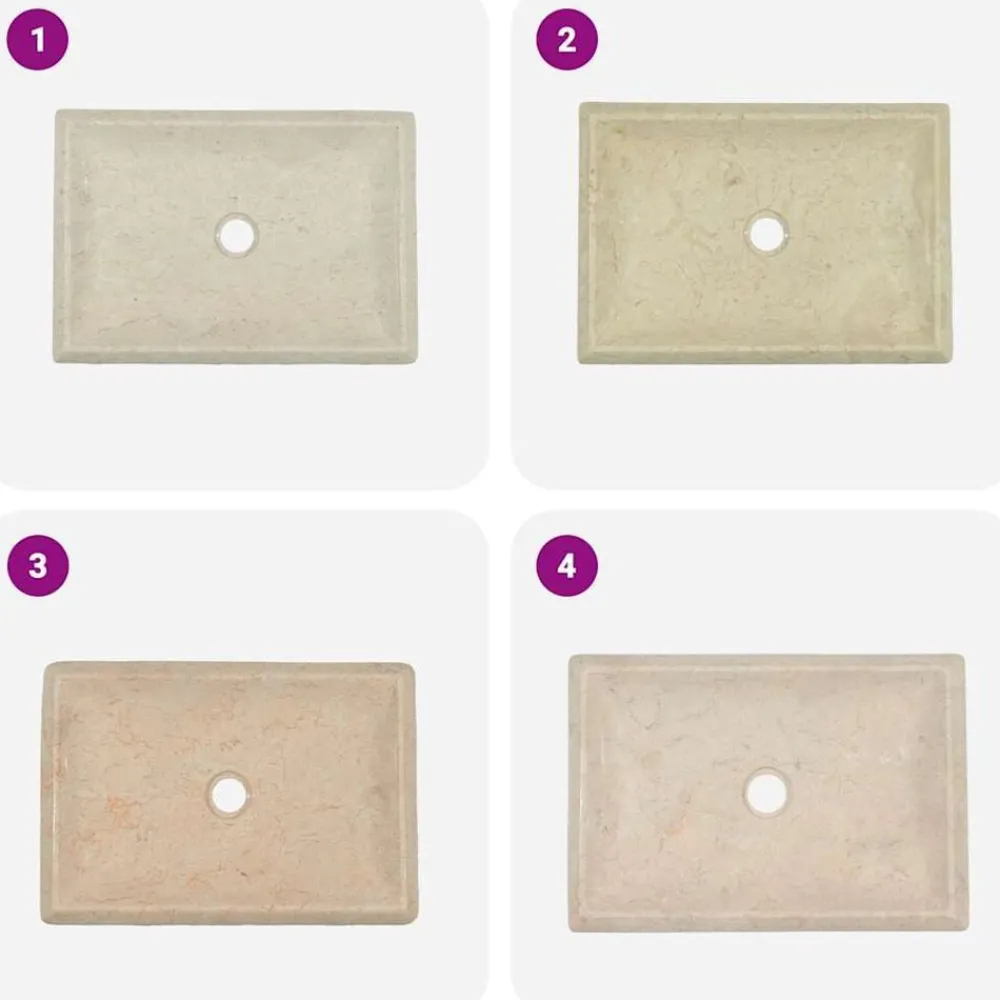 vidaXL Lavabo mármol 50x35x10 cm Crema Best