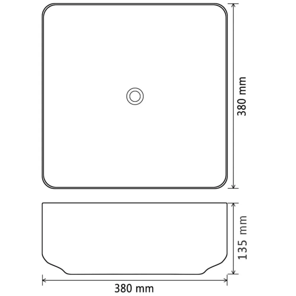 vidaXL Lavabo cuadrado de cerámica 38x38x13,5 cm Negro Clearance