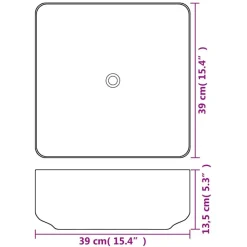 vidaXL Fontanería-Lavabo cuadrado de cerámica 39x39x13,5 cm