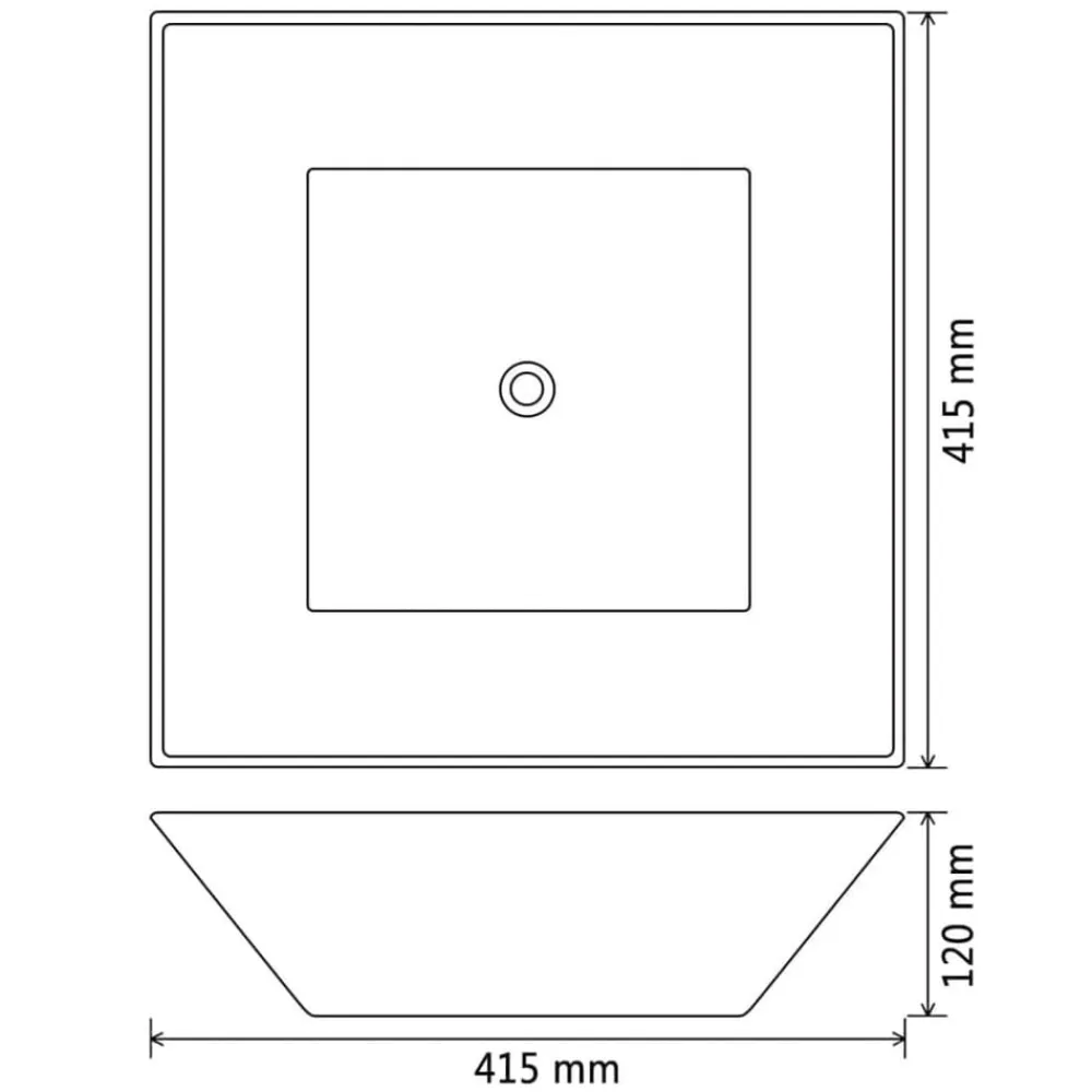 vidaXL Lavabo cuadrado de cerámica 41,5x41,5x12 cm Blanco