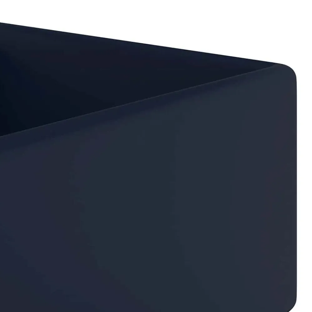 vidaXL Lavabo cuadrado rebosadero cerámica 41x41cm azul oscuro mate Sale