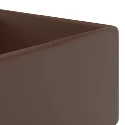 vidaXL Fontanería-Lavabo cuadrado rebosadero cerámica marrón oscuro mate 41x41 cm
