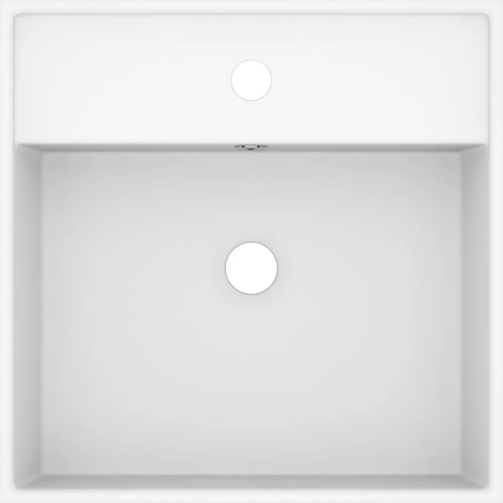 vidaXL Lavabo cuadrado rebosadero cerámica 41x41 cm blanco mate New