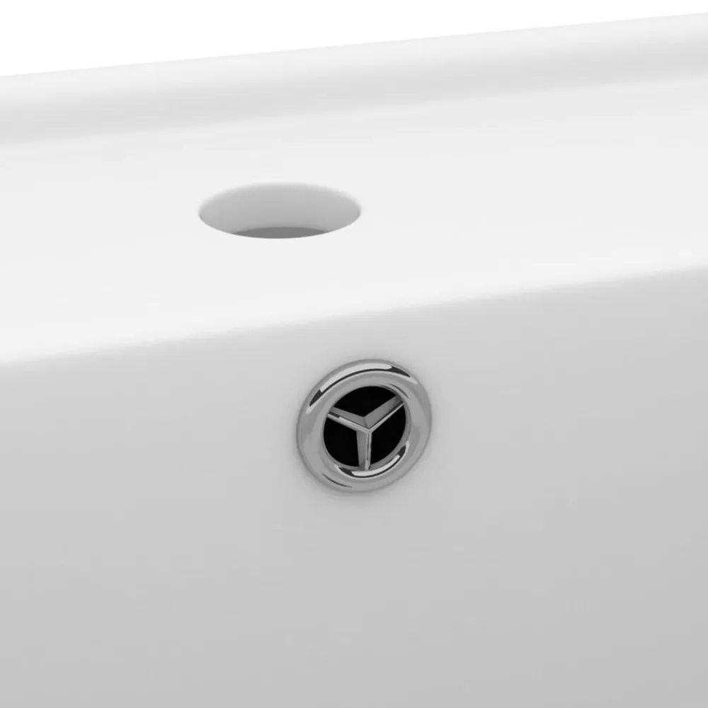 vidaXL Lavabo cuadrado rebosadero cerámica 41x41 cm blanco mate New