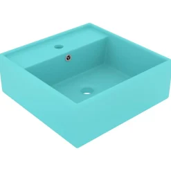 vidaXL Fontanería-Lavabo cuadrado rebosadero cerámica 41x41 cm