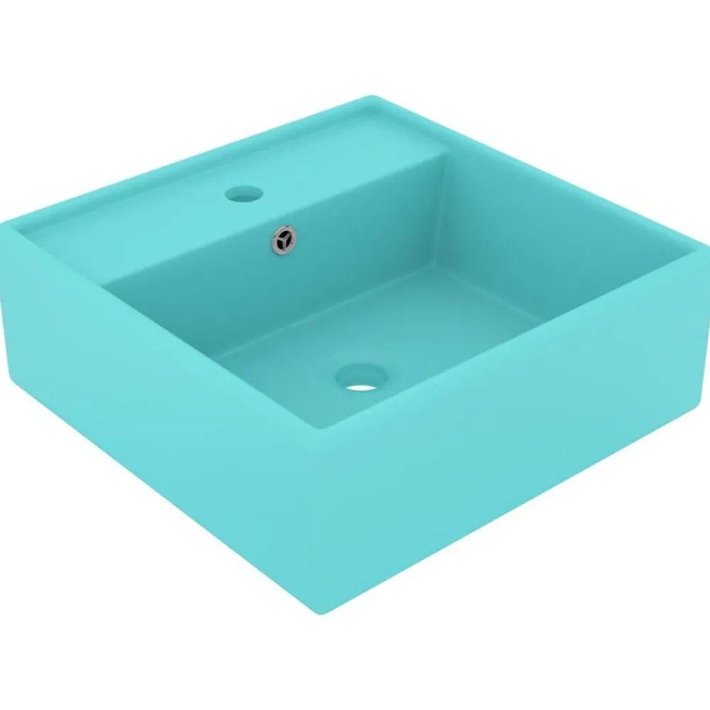 vidaXL Fontanería-Lavabo cuadrado rebosadero cerámica 41x41 cm