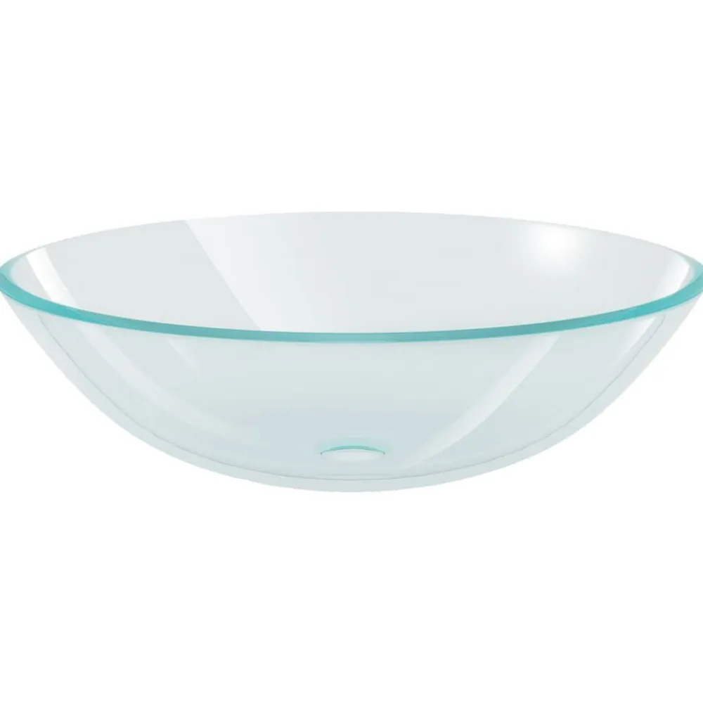 vidaXL Fontanería-Lavabo de baño con grifo y desagüe de empuje vidrio templado
