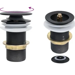 vidaXL Lavabo de baño grifo y desagüe de empuje vidrio templado marrón Outlet