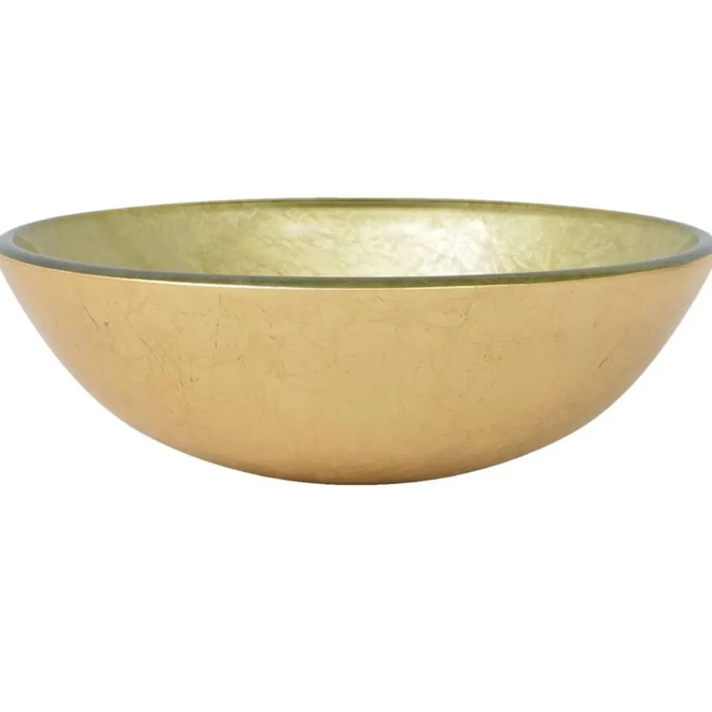 vidaXL Fontanería-Lavabo de baño grifo&desagüe de empuje vidrio templado dorado