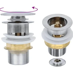 vidaXL Fontanería-Lavabo de baño grifo&desagüe de empuje vidrio templado dorado