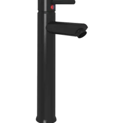vidaXL Lavabo de baño grifo y desagüe de empuje vidrio templado negro Sale