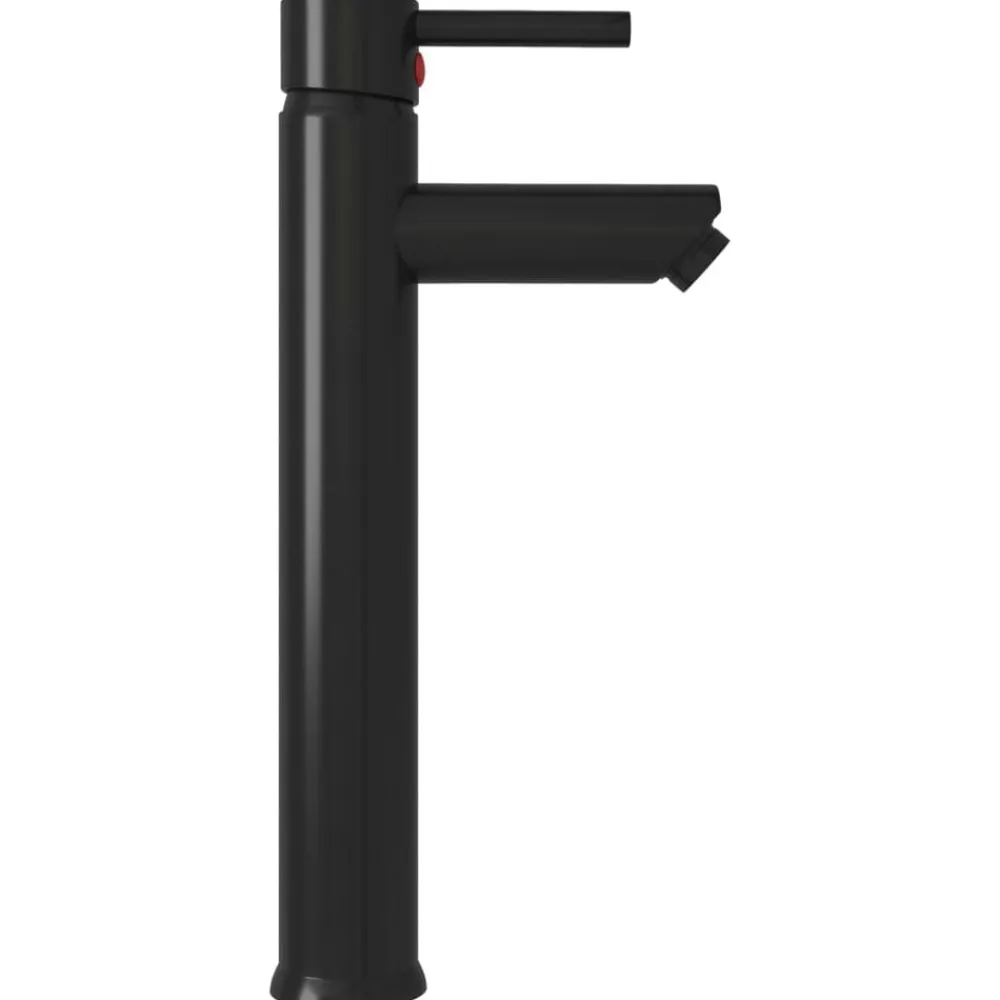 vidaXL Lavabo de baño grifo y desagüe de empuje vidrio templado negro Sale