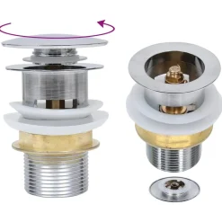 vidaXL Fontanería-Lavabo de baño grifo y desagüe de empuje vidrio templado marrón