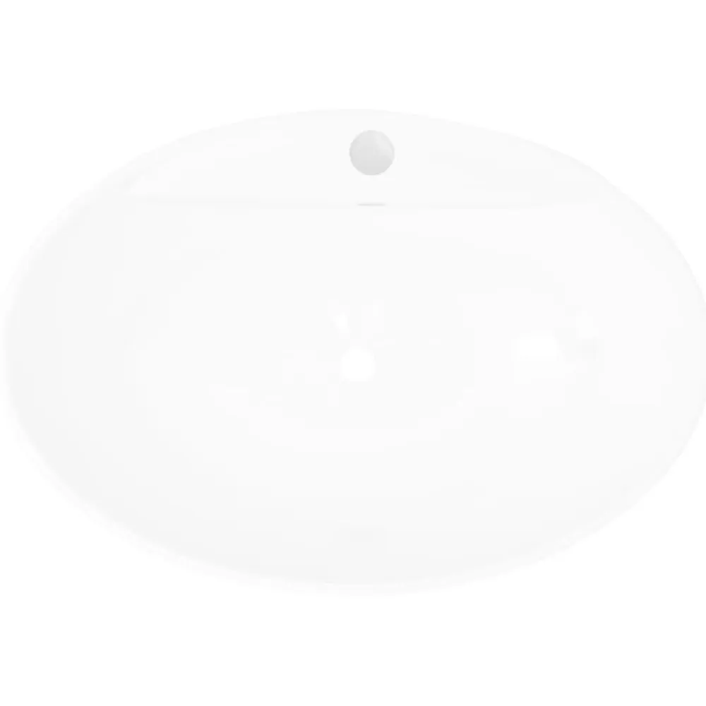 vidaXL Lavabo de cerámica ovalado con orificio de grifo y rebosadero Blanco