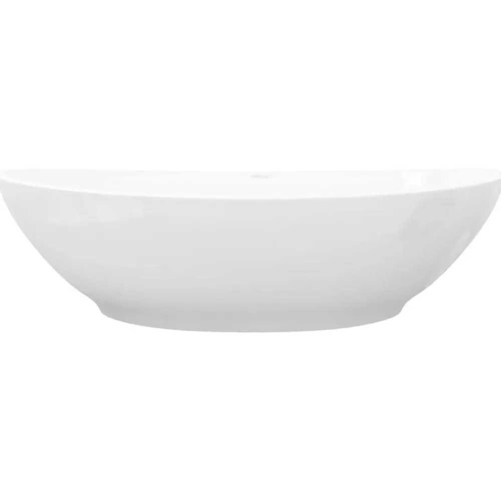 vidaXL Lavabo de cerámica ovalado con orificio de grifo y rebosadero Blanco