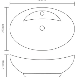 vidaXL Lavabo de cerámica ovalado con orificio de grifo y rebosadero Blanco