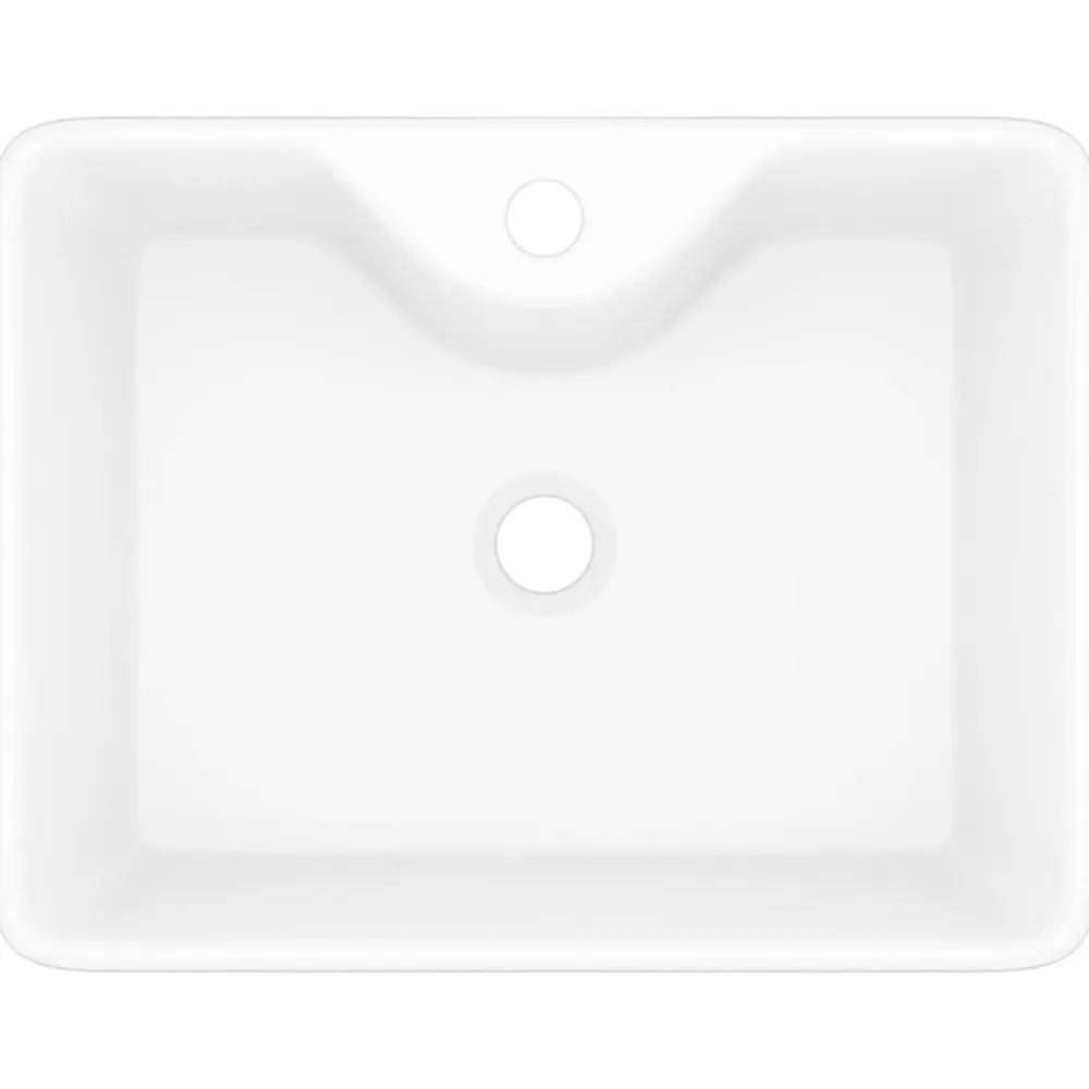 vidaXL Lavabo de cerámica cuadrado orificio de grifo y desagüe Blanco New