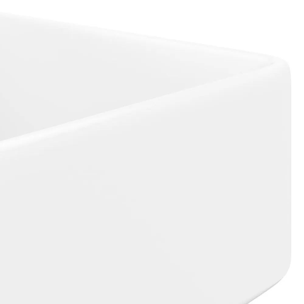 vidaXL Lavabo de cerámica cuadrado orificio de grifo y desagüe Blanco New