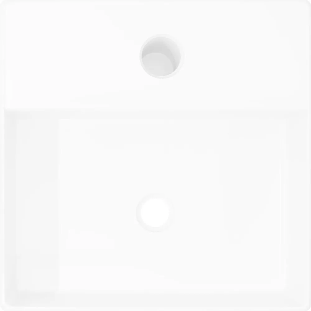 vidaXL Lavabo de cerámica cuadrado orificio de grifo y desagüe Blanco Clearance