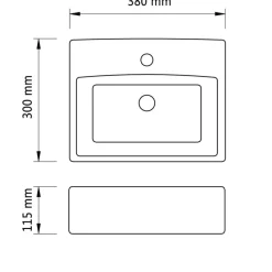 vidaXL Lavabo de cerámica cuadrado orificio de grifo y desagüe Blanco Clearance