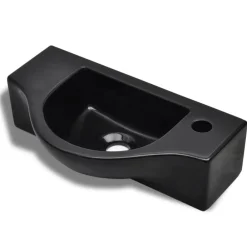 vidaXL Fontanería-Lavabo de cerámica con orificio de grifo/desagüe