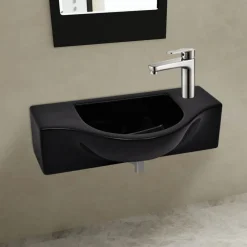 vidaXL Fontanería-Lavabo de cerámica con orificio de grifo/desagüe